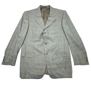 Ermenegildo Zegna Blazer Jacket Mens 42R Gray Wool Long Sleeve Single Breasted